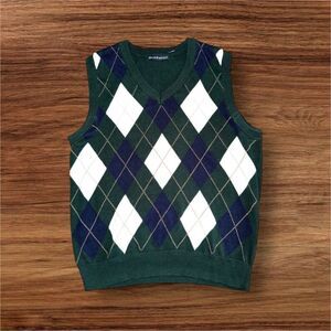 Brandy Melville plaid soft knit emerald green sweater vest sz S